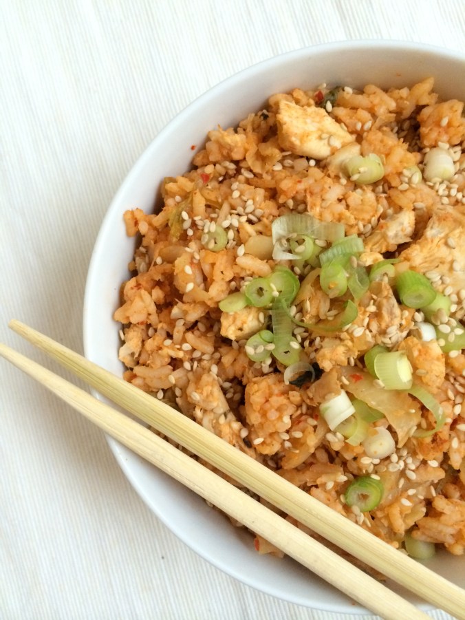 kimchee fried rice with chicken